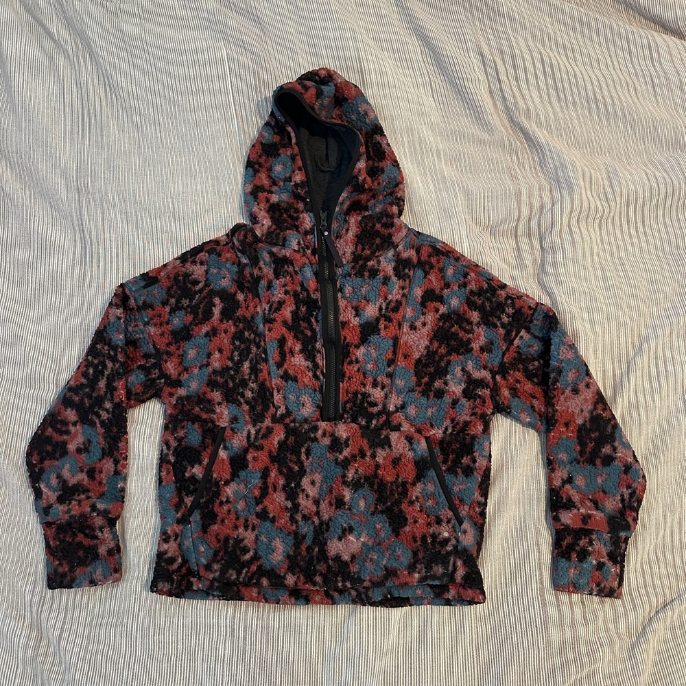Prana Lined Cozy Sherpa Half Zip Pullover Hoodie Fleece Medium